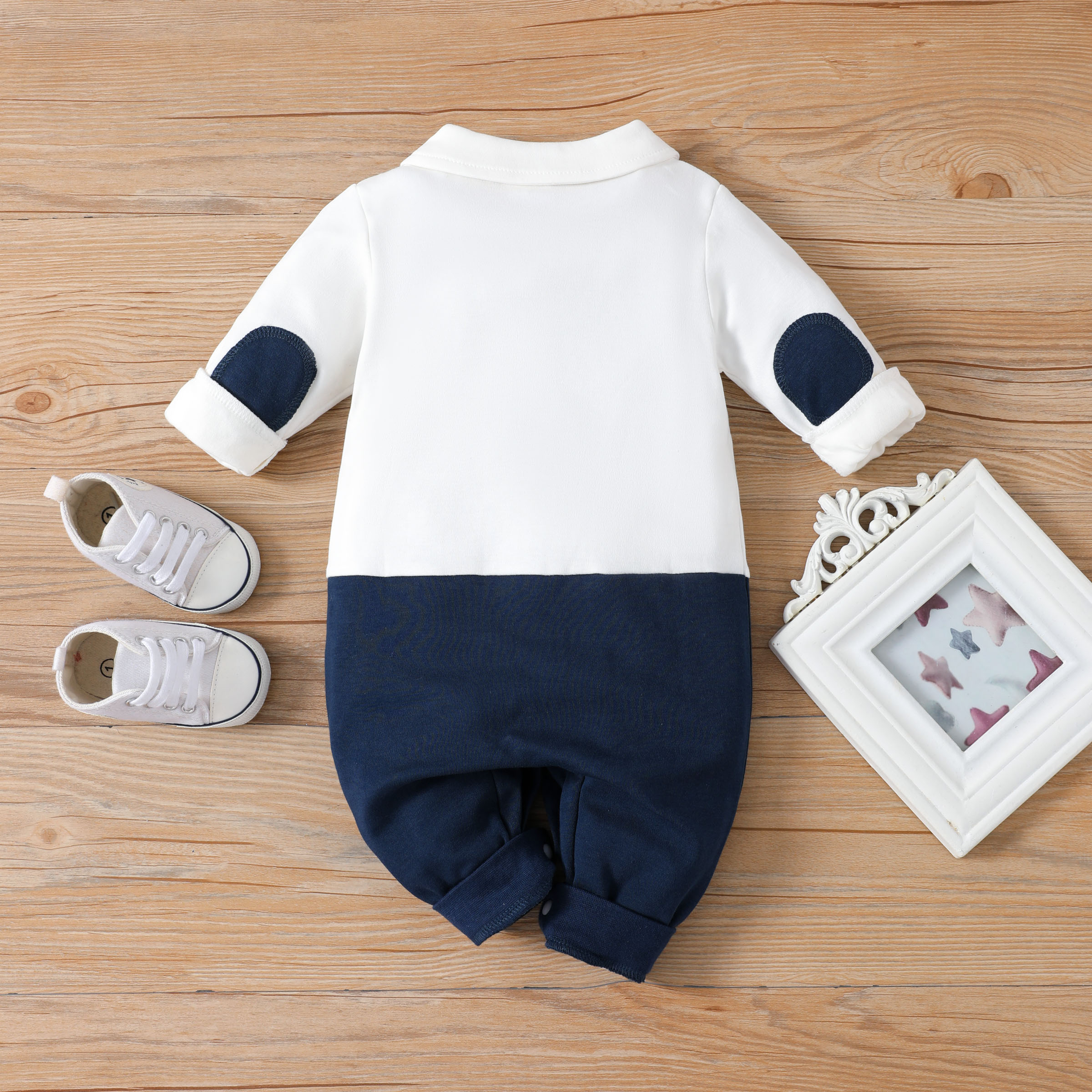 PatPat Baby Boy 95% Cotton Faux Layering Jumpsuit