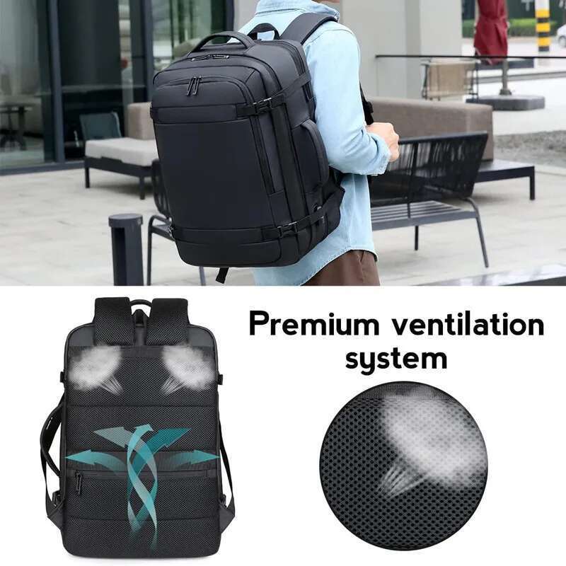 designer bag 40l expandable usb travel backpack flight approved carryon bag for airplanes waterresistant and durable fits 17inch laptop