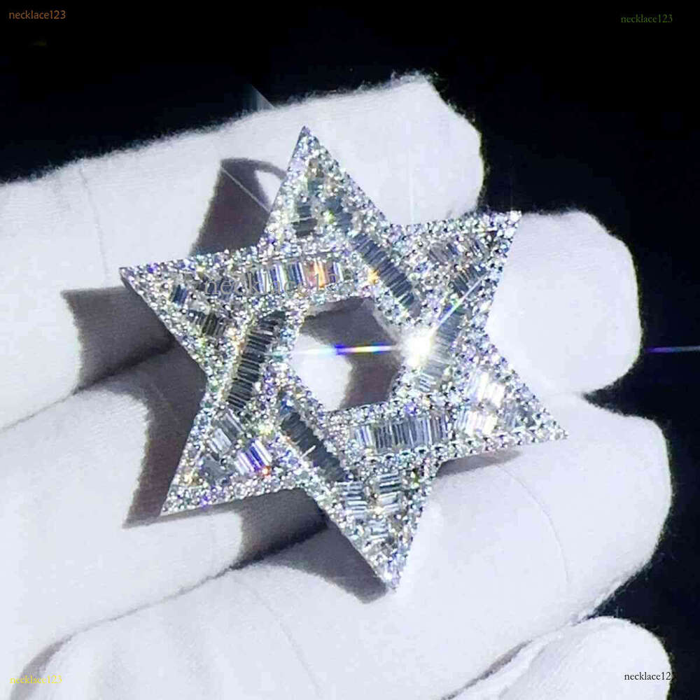 Iced Jewelry Hip Hop Hexagon GRA Certified Vvs d Moissanite Hollow Out Tennis Necklace Pendant