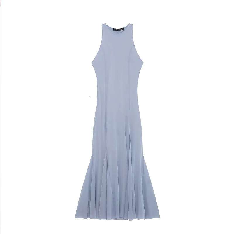 TRAF Blue Slim Fit Long 2025 Women's Spring Elegant Party Evening Dresses Fashion Casual Vintage Y2k Midi Dress Vestidos