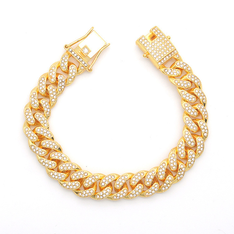 3D Micro-Paved Full-Coverage Diamond Cuban Link Bracelet, Hip Hop Streetwear Matching Couple Jewelry Gift for Men & Women - Unisex Luxury Urban Fashio