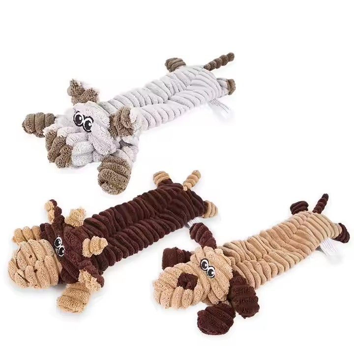 Dog Squeak Toys 3 Pack,No Stuffing Corduroy Dogs Chew Toys for Small Medium Large Breed Chewer Squeaky Toys Durable Puppy Teething Toys E44