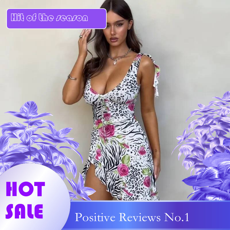 Dongdumaoyi Townlike Print Slim Bodycon Dress Women Spaghetti Strap Mini Summer V Neck Backless Nightclub Sexy Party Dresses