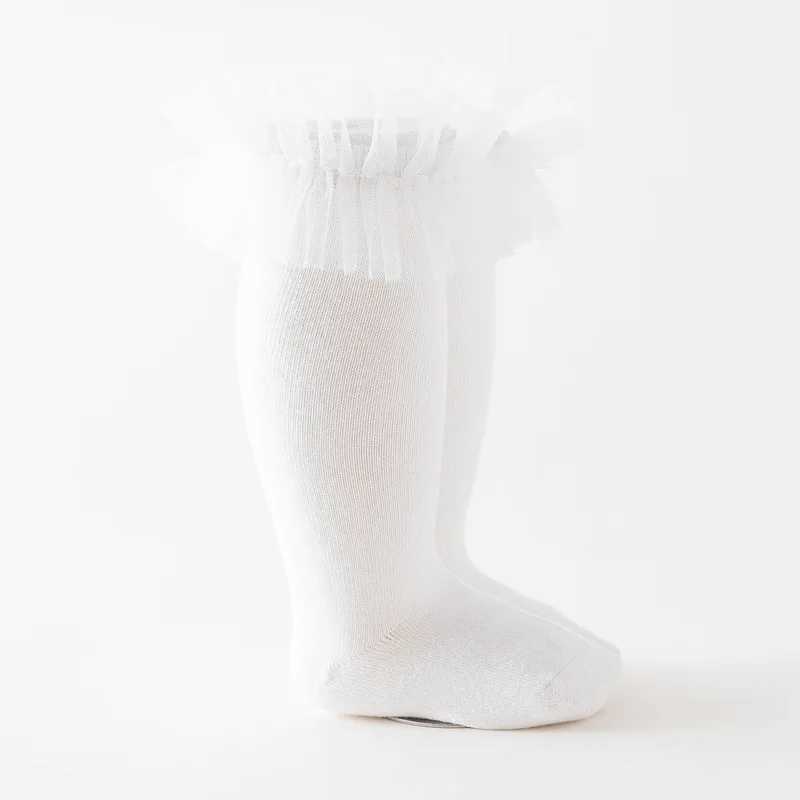 Autumn Winter Baby Girls Socks Toddlers Children Knee High Socks Soft Cotton Ruffle Mesh Lace Flower Kids Sock Tube Calcetines G251124