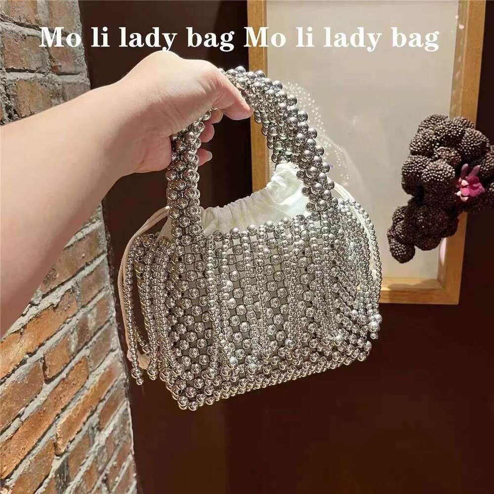 Designer Bag 2025 Design Sier Acrylic Beads Beading Handmade Square Women Handbag Evening Wedding Party Clutch Purse Shoulder Bag Luxury Bag Luxury Ba