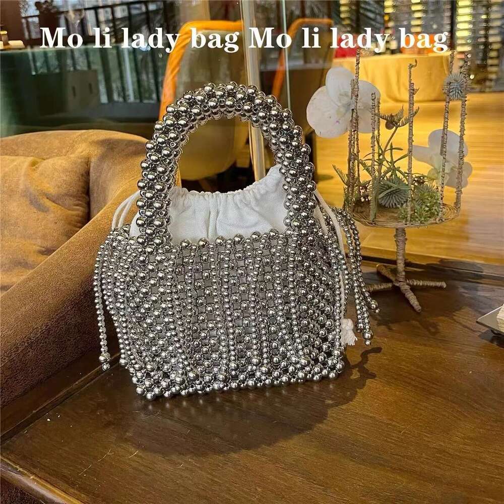 Designer Bag 2025 Design Sier Acrylic Beads Beading Handmade Square Women Handbag Evening Wedding Party Clutch Purse Shoulder Bag Luxury Bag Luxury Ba