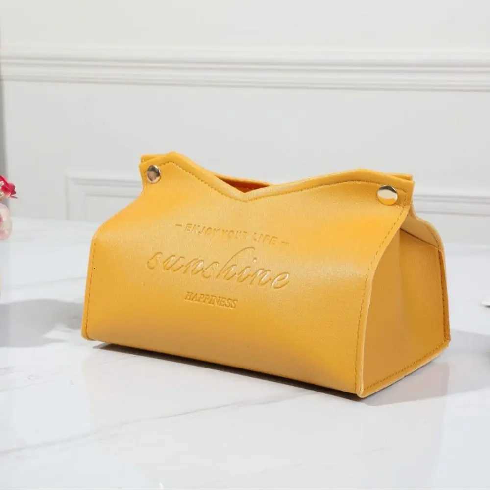Dustproof Solid Color Tissue Box Multi-purpose PU Leather Napkin Holder Dispenser Storage Case Tissue Paper Storage Bag SundriesM251124