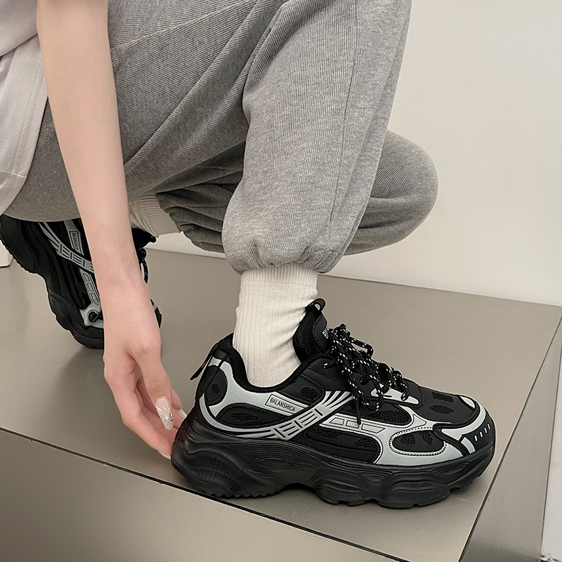 Designer Shoes Men's Chunky Dad Shoes 2025 new Spring New Style Black Warrior INS Internet Celebrity Little Black Shoes Men's Fashion Sports