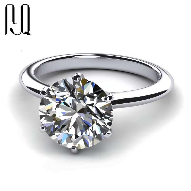 PYQ 925 Sterling Silver Solitaire Moissanite Engagement Rings for Women 3ct 5ct Womens Jewelry