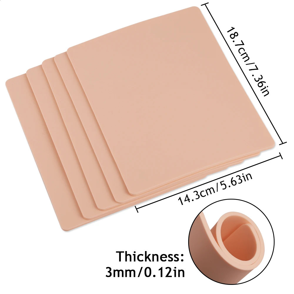 15/10/5/1PCS M Thick Tattoo Practice Skin Blank Double Sides Silicone Fake Skin Beginner Training Practice Skin Accessories 250422