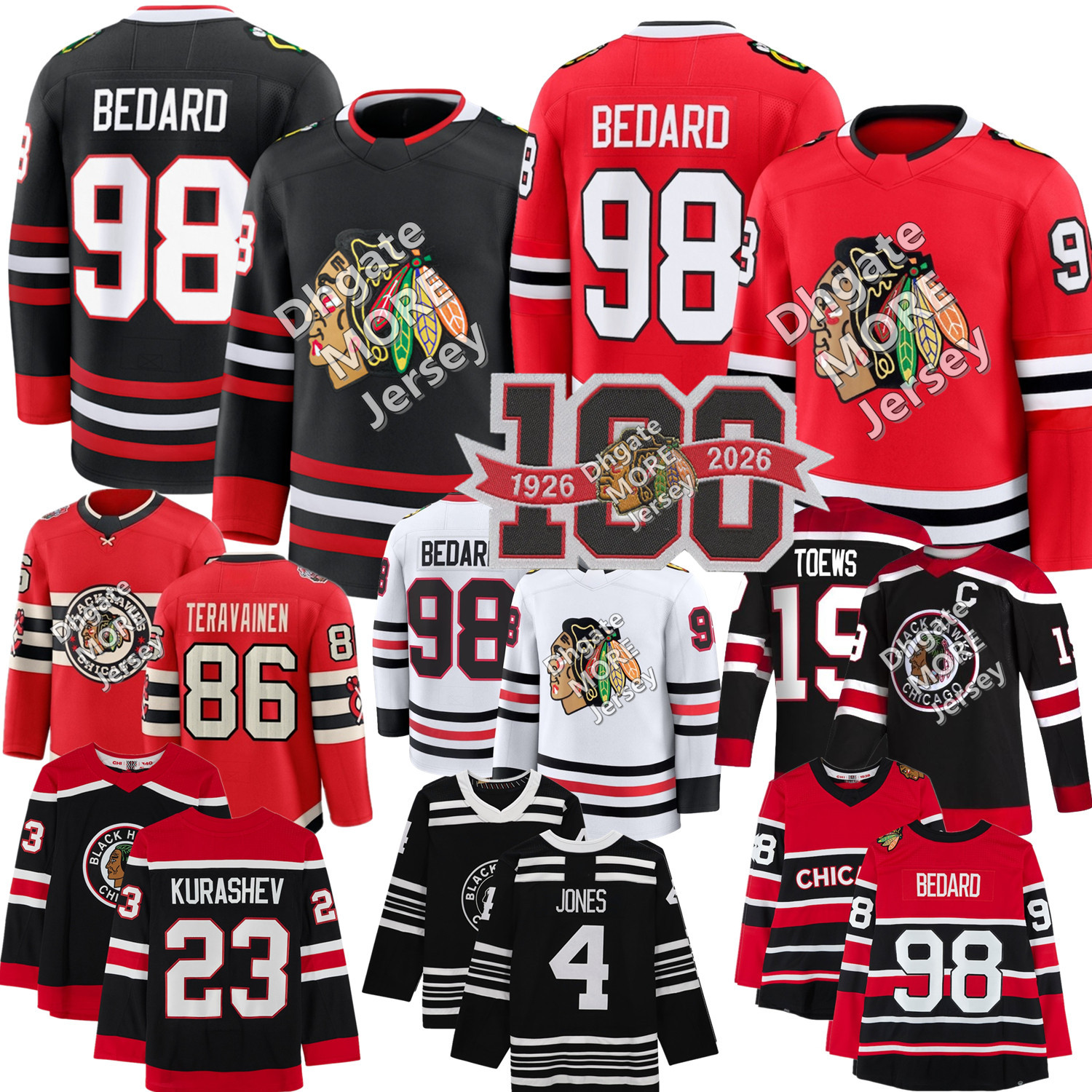 Chicago Hockey Jersey ConnorS Bedard blackhawksS Levshunov Frank Nazar Alex Vlasic Spencer Knight Teuvo Teravainen Bertuzzi Frondell Dickinson Burakovsky
