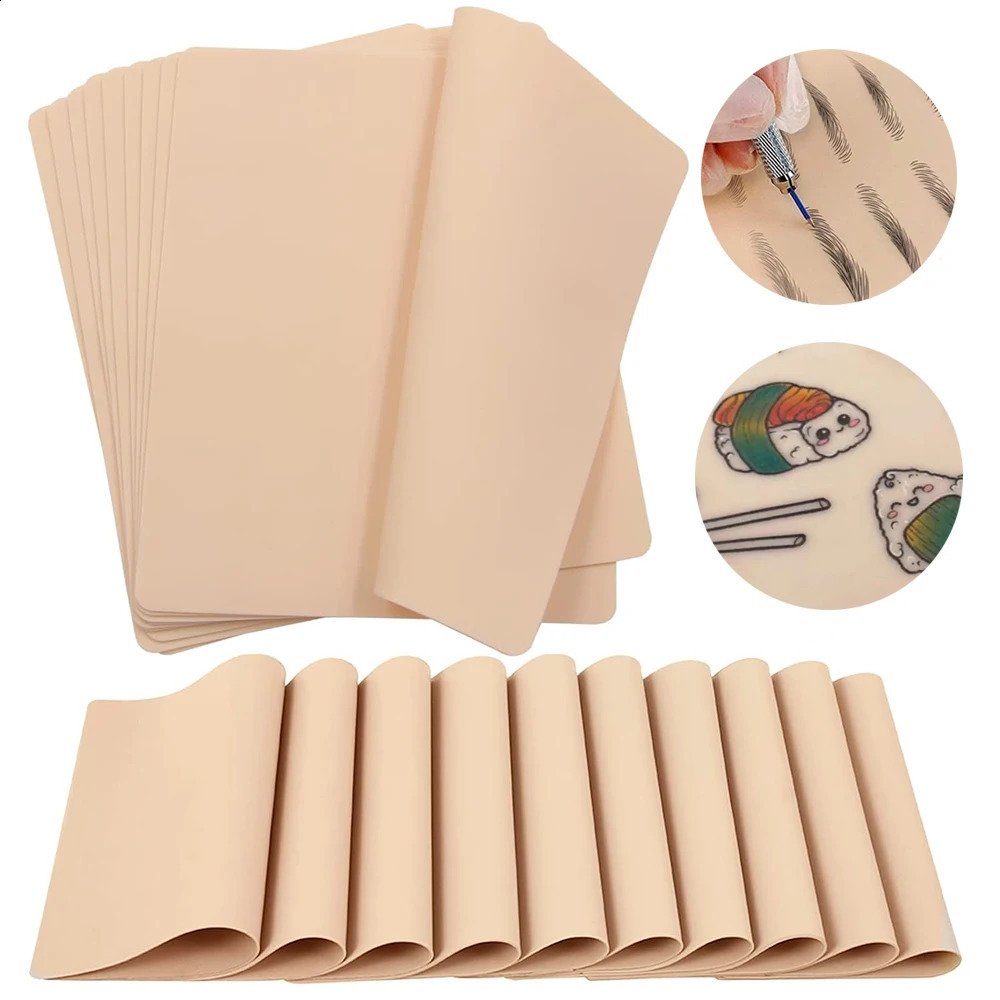 1/3/5pcs Tattoo Blank Practice Skin Eyebrow Soft Silicone Permanent Makeup Double Synthetic Leather Tattoo Fake Skin Accessories 250422
