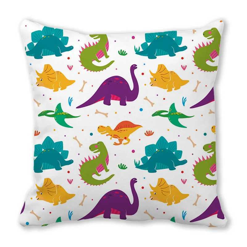 Cute little dinosaur animal Digital printing short plush pillow covers for car sofa office cushion cover home goods G251124