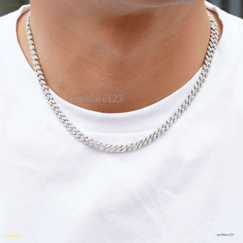 bracelet pendant necklaces fine jewelry 8mm VVS moissanite necklace cuban k sterg sier women men chain miami cubank Free delivery
