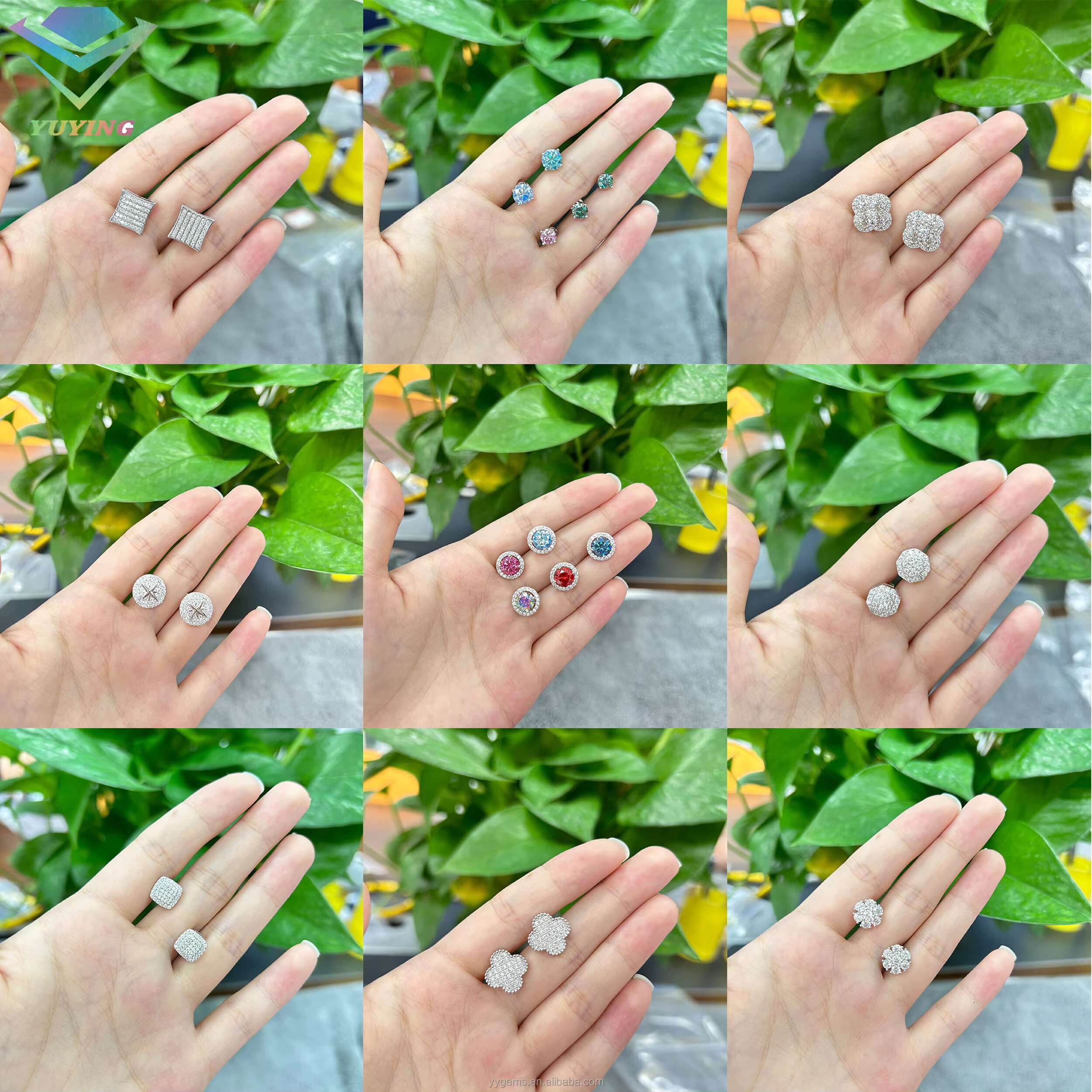 Hot Sale 1ct 2ct Brilliant Round Moissanite Earring with halo Style S925 Silver White Gold Plated Fashion Jewelry Stud Earrings