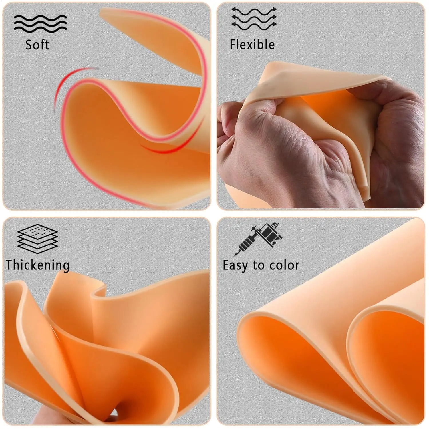 15/10/5/3/1pcs Tattoo Practice Skin M 1MM Thick Double Sides Silicone Microblading Eyebrow Permanent Makeup Practice Fake Skin 250422