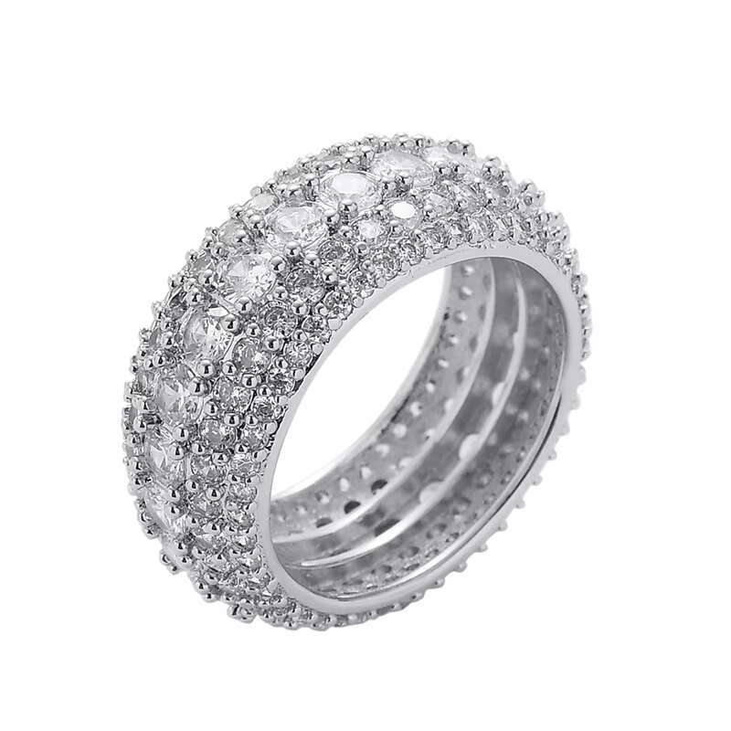 Hiphop Luxury 18k Gold Plated Unisex Iced Out CZ Royal Lab Diamond Hip Hop Cubic Zircon Ring