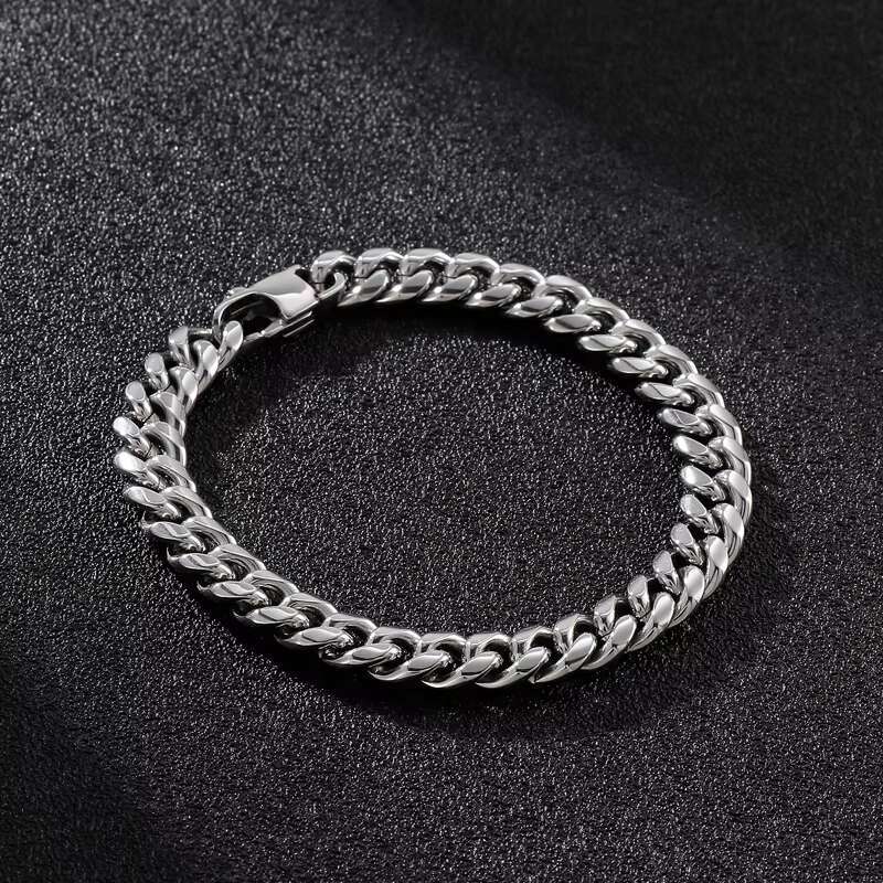KALEN Men 210X6/8/10mm Gold/Silver Stainless Steel Hip Hop Cuban Link Bracelet
