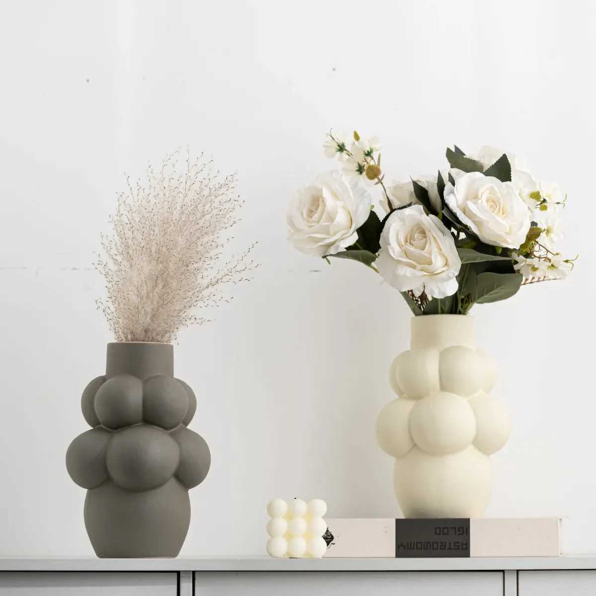 Nordic Flower Bud Ceramic Vase Creative Flower Arrangement High-end Art Decoration Indoor Light Luxury Soft Decoration C251124