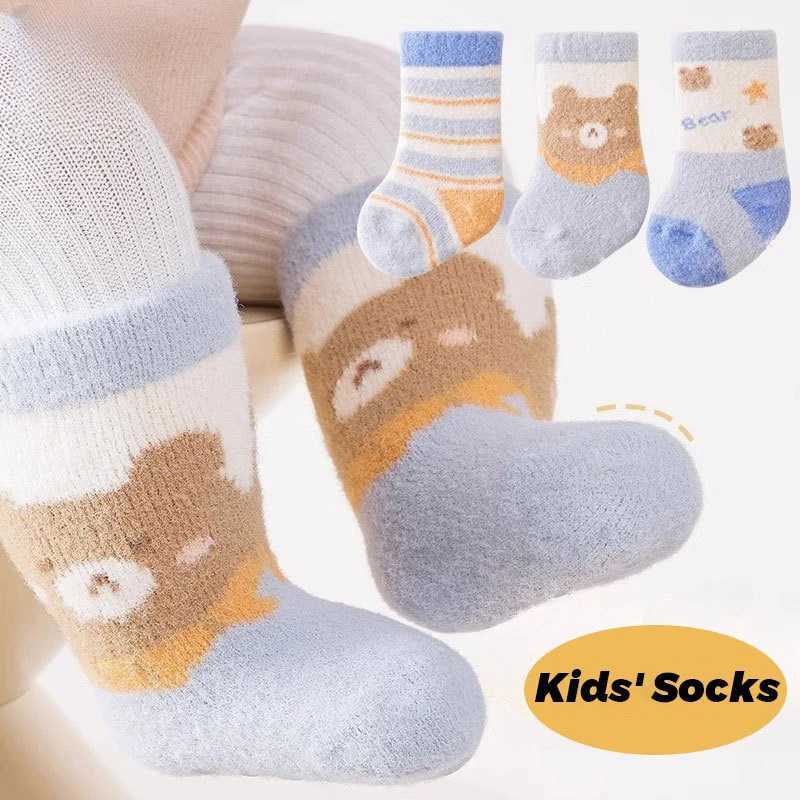 3 Pair Childrens Socks Winter Thick Warm Socks Cute Soft Mid Tube Socks Autumn Socks Baby Floor Socks G251124