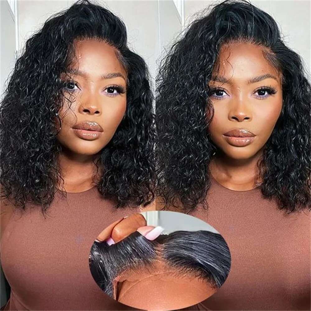 X Put On And Go Glueless Bob Human Hair For Women Kinky Curly Front Wig Plucked Pre Cut Lace Ready To Wear Tote Bag Tote Bag
