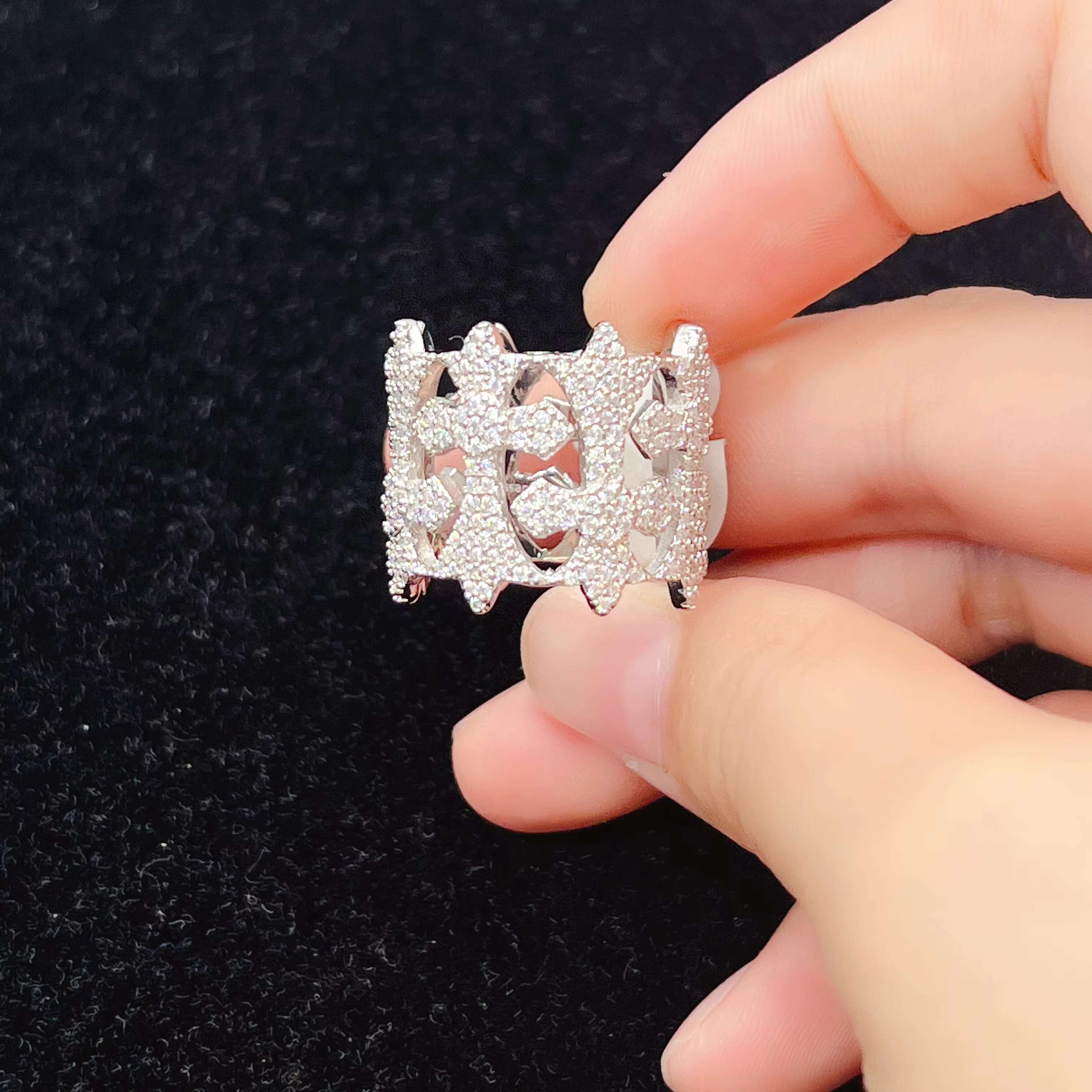 Wholesale Price New Design Fashion Fine Jewelry Ring Sterling Silver VVS Moissanite S925 Hip Hop Rings