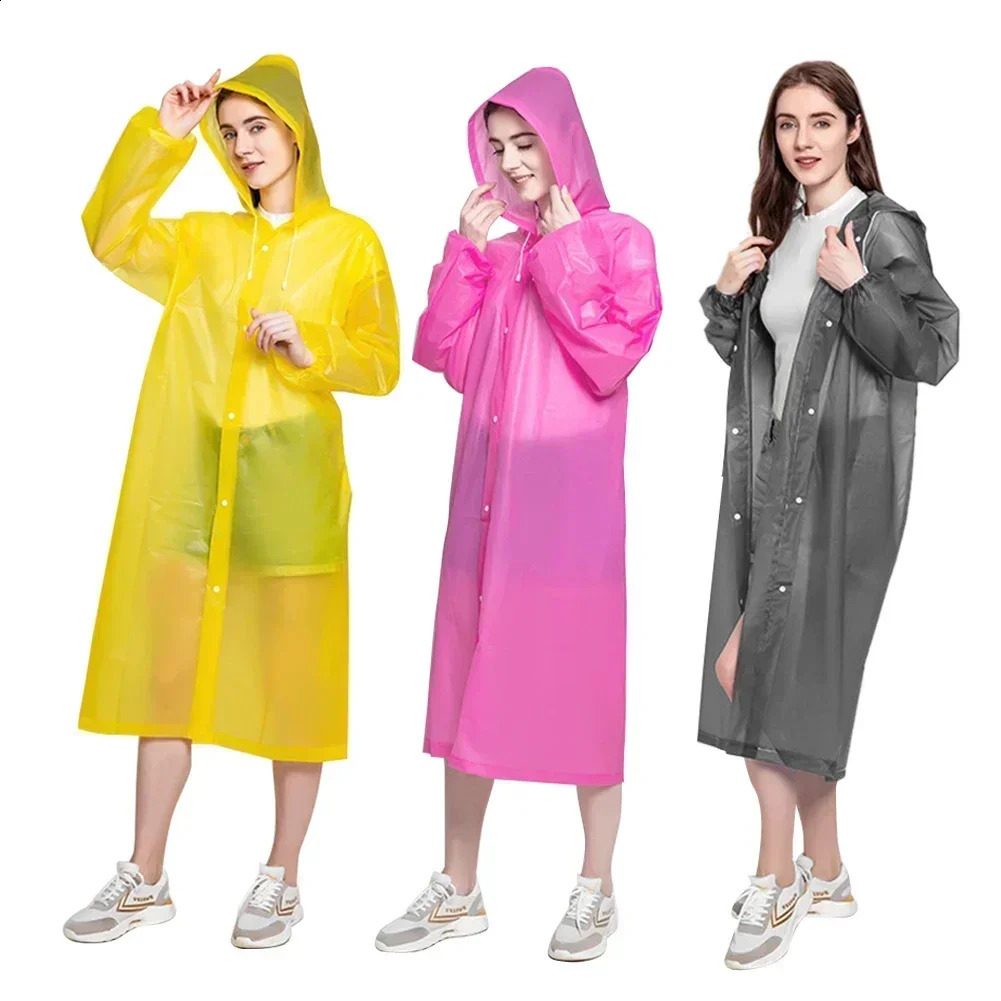 EVA Adult ren Raincoat Adult Thickened Waterproof Rain Coat Fashion Outdoor Hiking Travel Reusable Rain Jacket 250421