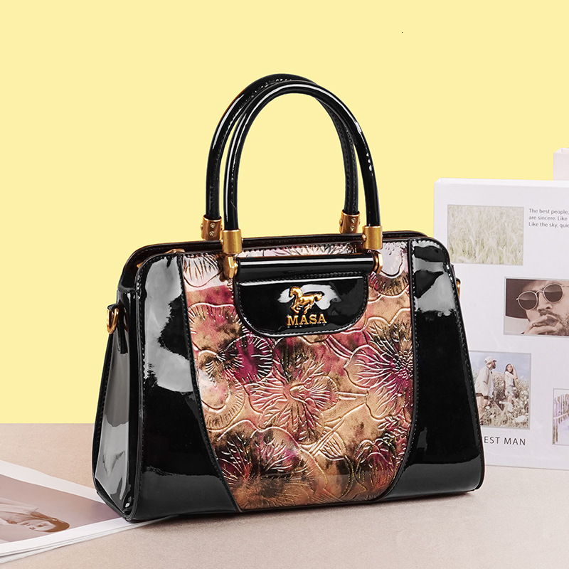 Women's 2024 New Shiny Leather Commuting Versatile Crossbody Niche Single Shoulder Women's Handbag Mother Bag
