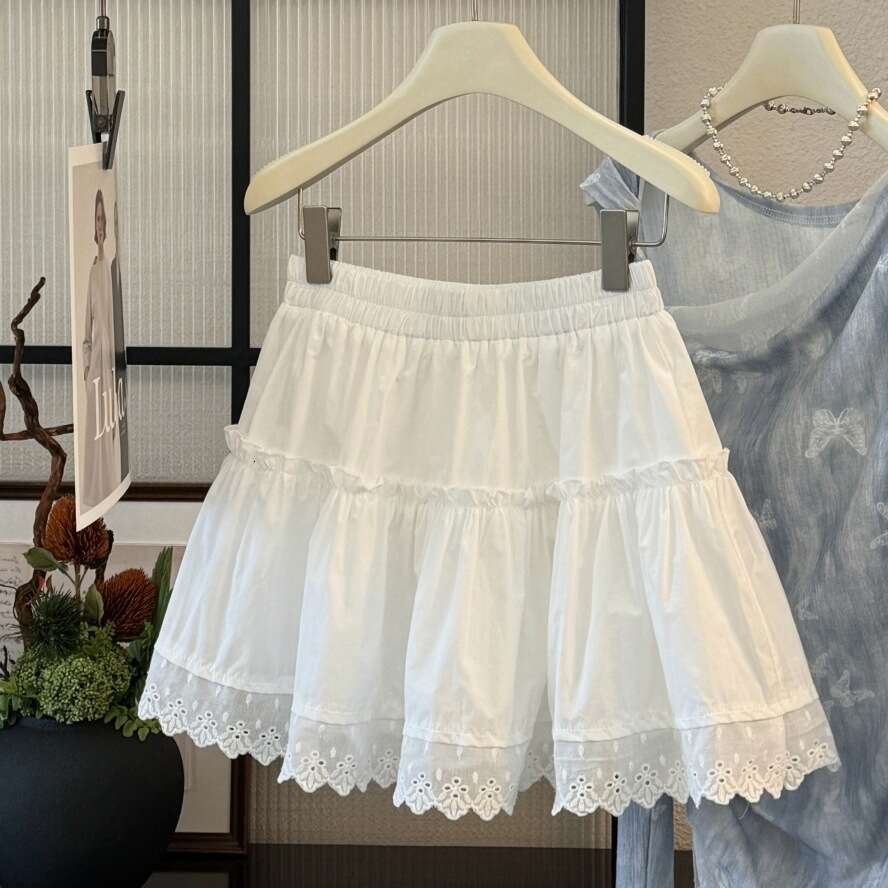 Wave Edge Sweet Half Women's 2025 Summer Outfit New Fashionable Waist Cinching College Style Short Casual Skirt Trend