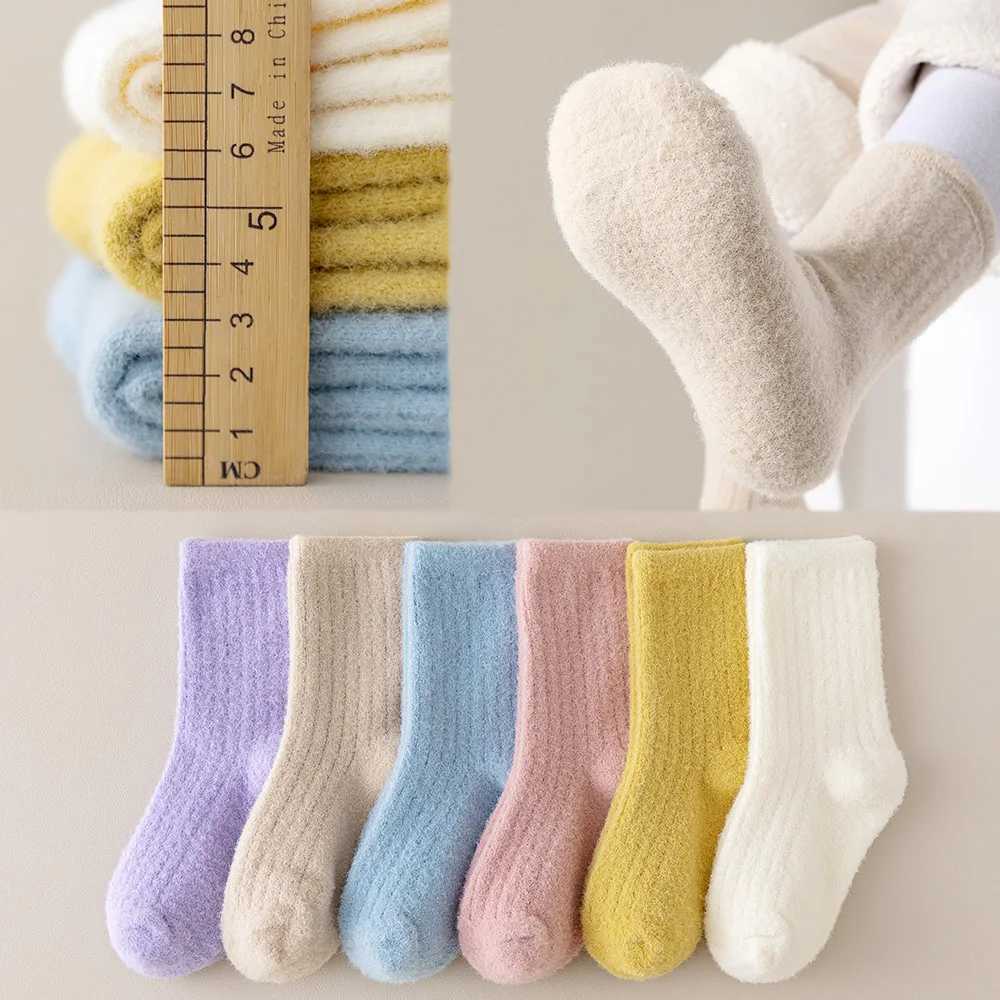 4 pairs of childrens socks for autumn and winter babys fleece socks for warmth thickening boys and girls looped socks wit G251124