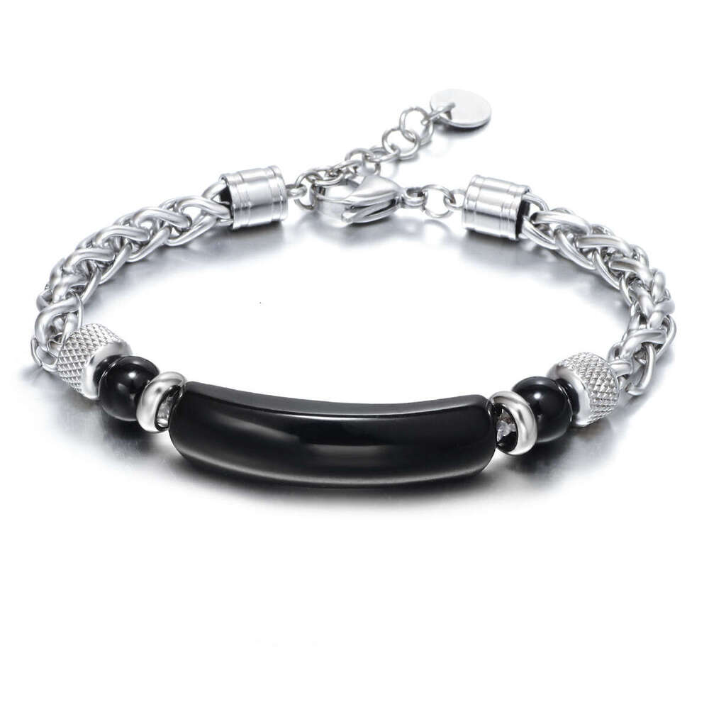 Natural for men, trendy, fashionable, personalized, and cool. Titanium steel chain splicing tiger eye stone men's bracelet