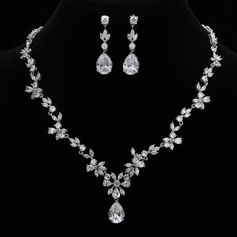GMGYQ Classic Gorgeous 5 Colors Options Crystal Water Drop Jewelry Party Wedding Jewelry Sets For Elegant Women 250417