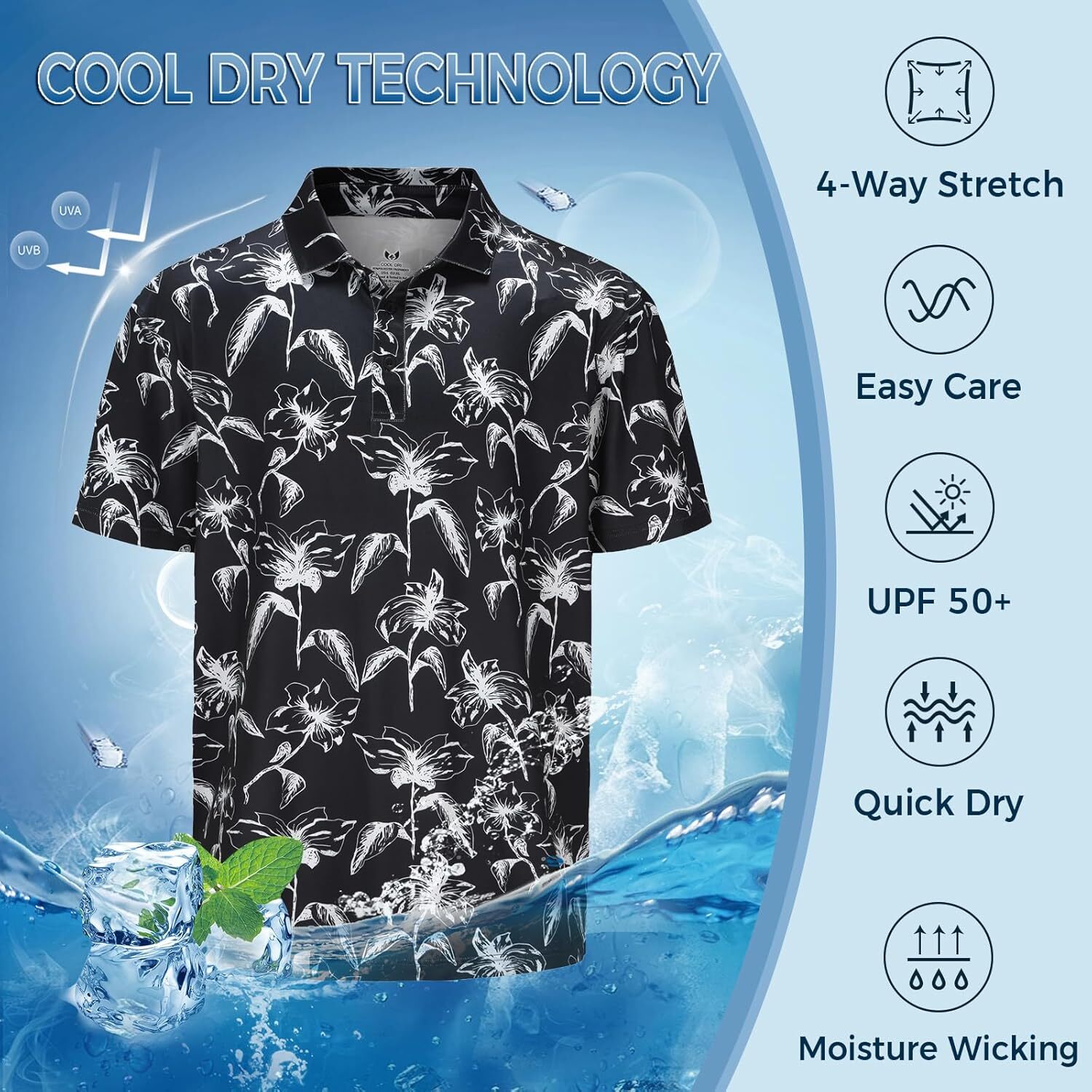 Mens Polo shirt Men's Moisture-Wicking Golf Polo Shirts - Sun Protection Casual tops summer clothes Short sleeve trend