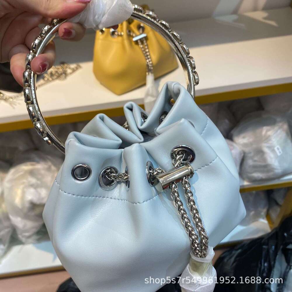 Designer Bag Diamond Studded Snake Bone Chain Wheat Ear Drawstring Small Water Bucket Tassel Hand Held Crossbody Single Shoulder Luxurious Banquet Lea