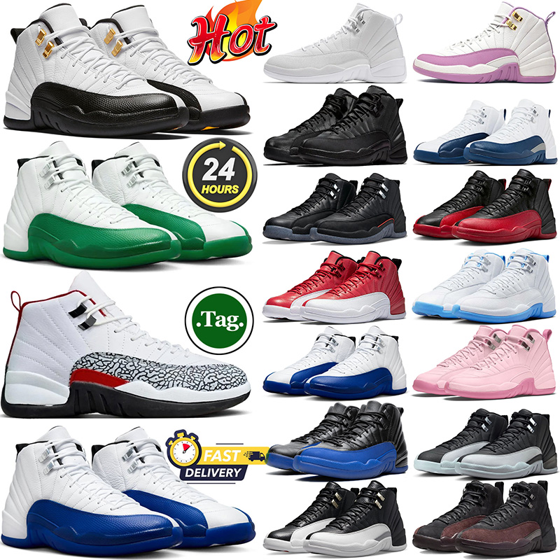 Taxi 12 12s designer basketball shoes men women Bucks White Green Elephant Print Pearl Pink Flu Game French Blue Playoff mens trainers outdoor sneakers