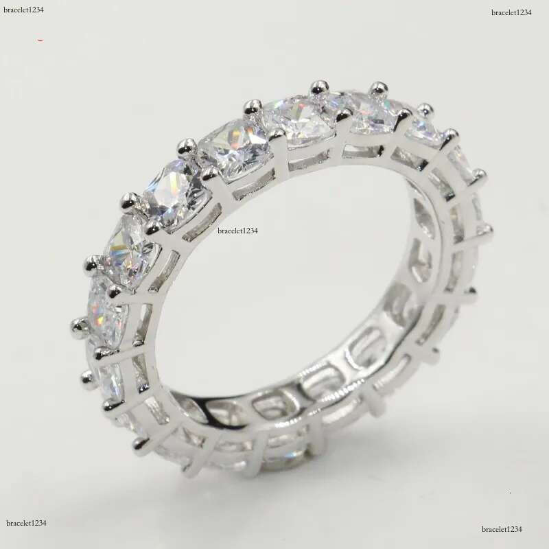 Choucong Top Selg Never Fade Sparkg Jewelry Sterg Sier Princess Cut White Topaz CZ Dia Promise Wedding Bridal Ring Gift