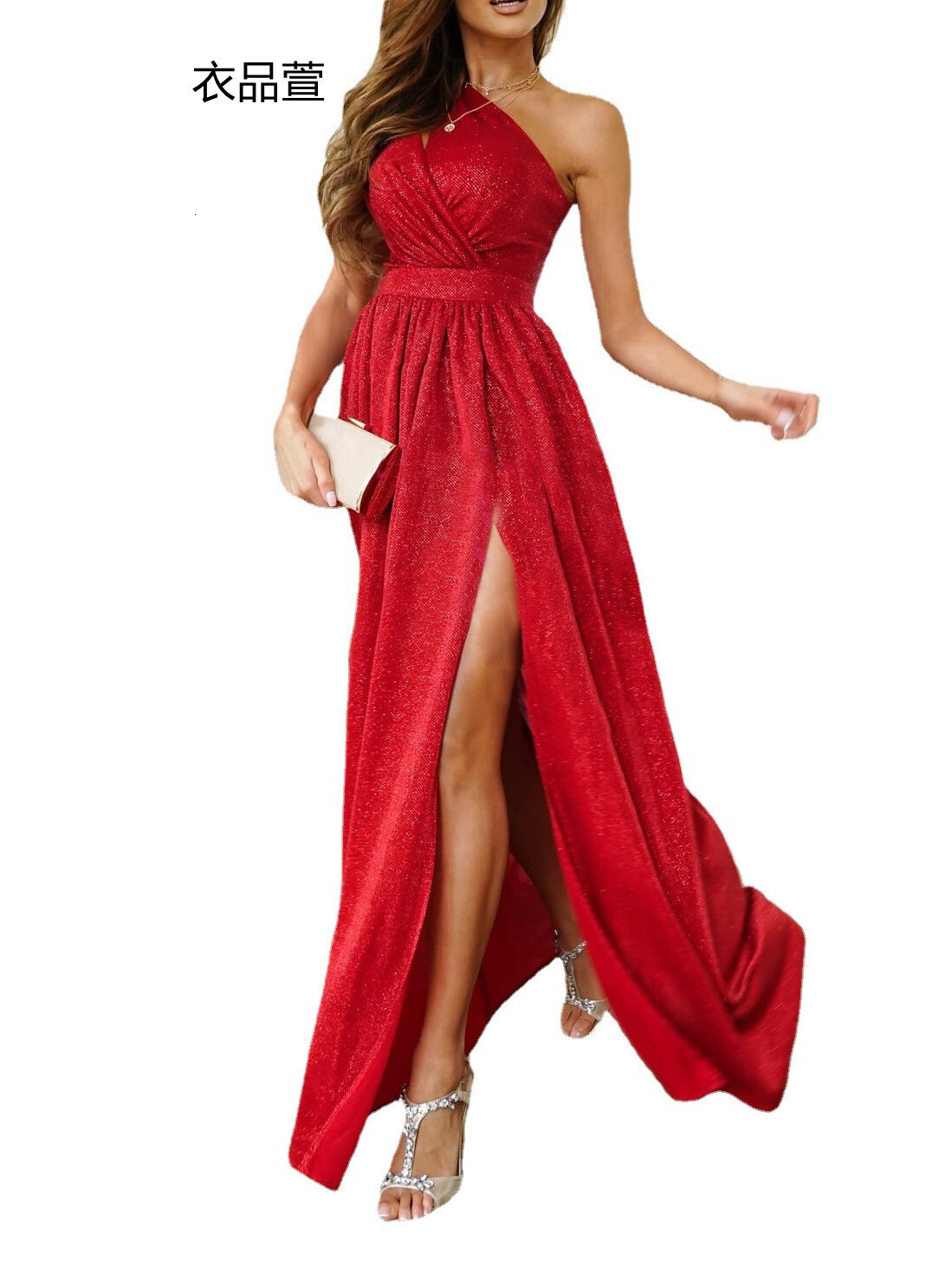 2022 summer sleeveless off the shoulder hollow out neck slit long dress for women