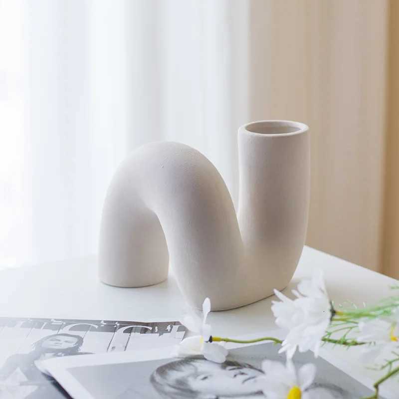 Nordic Style Ceramic Vase Modern Art Flower Arrangement Pot Ornaments Living Room Decor Desk Office Interior Home Decoration C251124