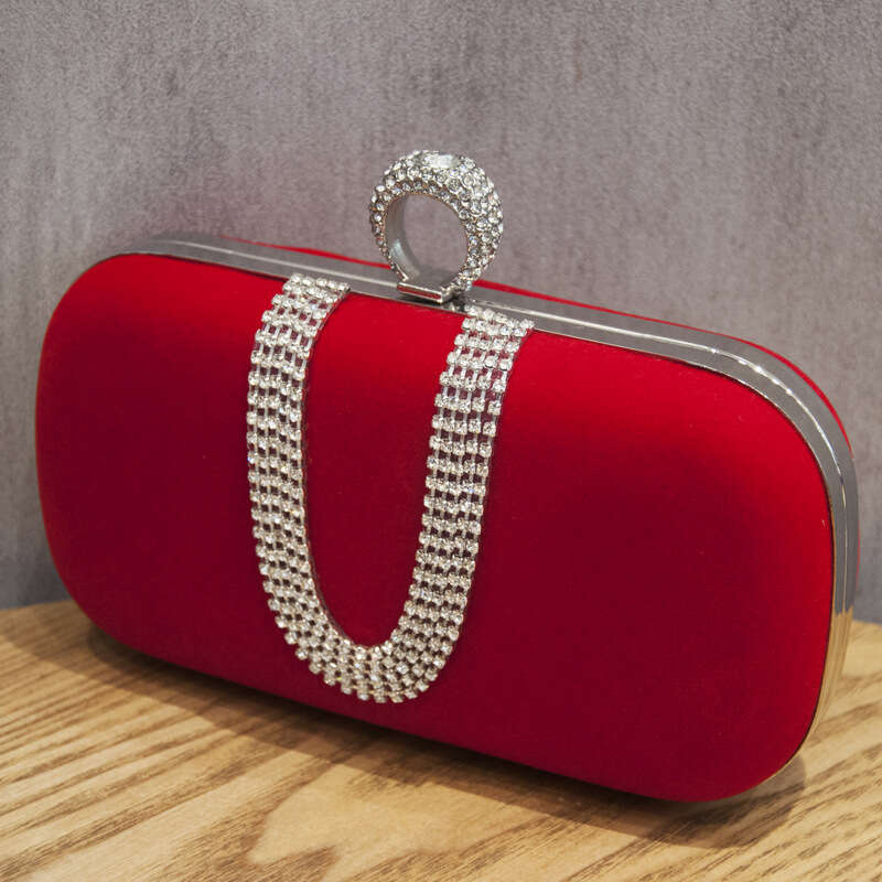 Dinner Bag Velvet Diamond Decorated Black Velvet Banquet Bag High End Cheongsam Bag KQ