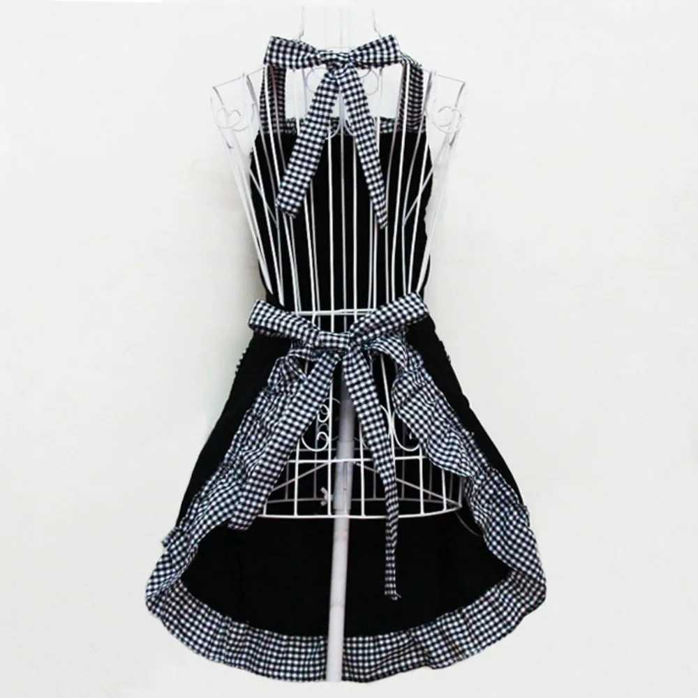 Cute Retro Lovely Vintage Ladies Kitchen Flirty Vintage Aprons for Women Girls with Pockets for Mothers Day Gift Black C251124