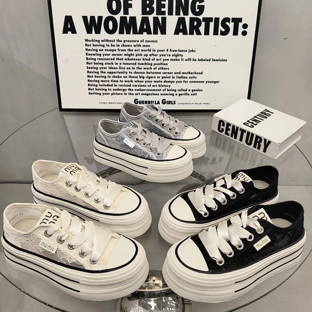 Mesh Breathable Hollow Out White For Women In The Summer Of New Lace Up Versatile Sponge Cake Thick Sole Casual Board Shoes Ddmysaturn Ddmysaturn