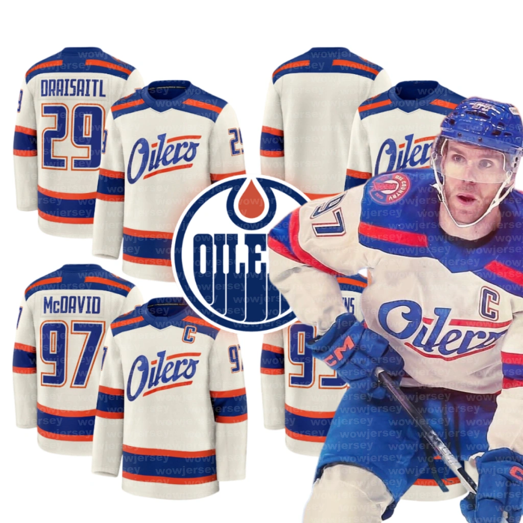 #97 Connors McDavids Edmonton Hockey Jersey Oilers Jersey #29 Leon Draisaitl Ryan Nugent-Hopkins Evan Bouchard Ekholm Zach Hyman Stuart Skinner Wayne
