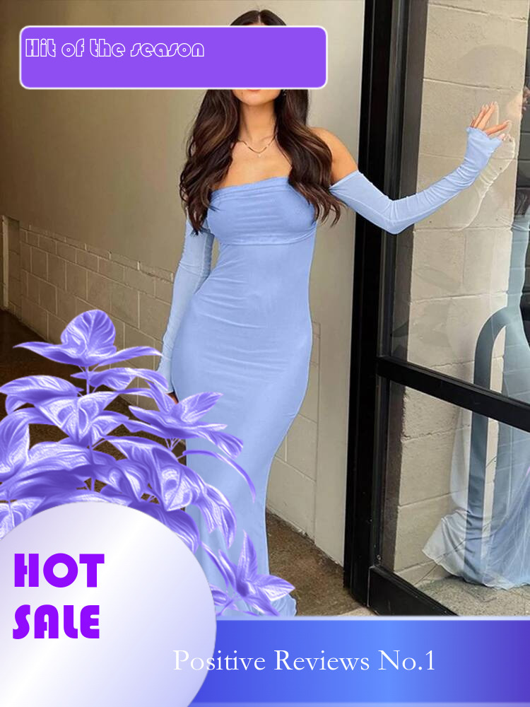 Dongdumaoyi Townlike Mesh Slim Bodycon Elelgant Maxi Long Dress Women Off Shoulder Autumn Winter Backles Sexy Party Dresses