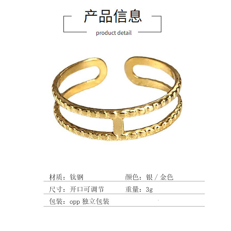 Top source titanium women's non fading open tail ring, stainless steel simple and cool style ring