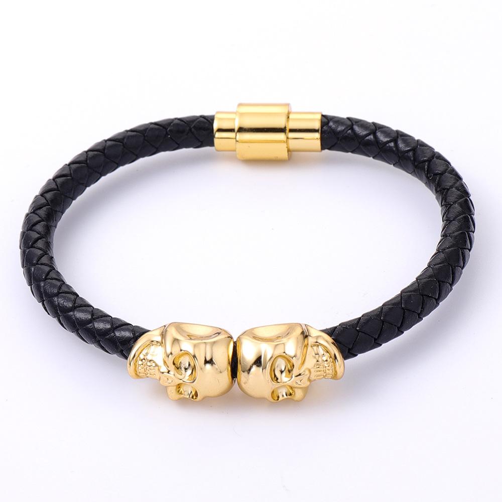 Skull Scalp Leather Bracelet Popular Men's Charm Bracelet Jewelry