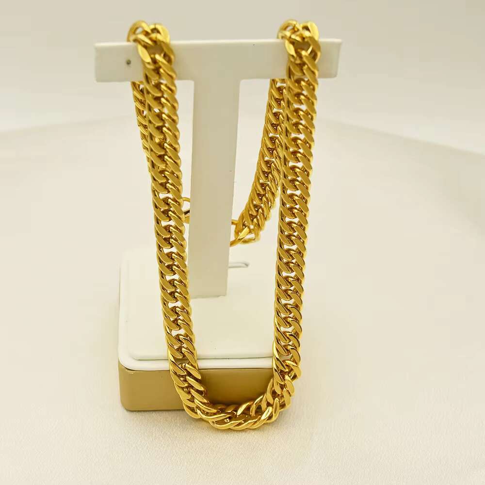 Wholesale Cheap Price Custom Hip Hop Mens Stainless Steel 18k Gold Plated Chain Necklace Cuban Link Chain