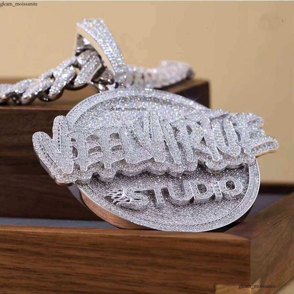 Name Letter Vvs Silicon Stone Men's Jewelry Pass Tester Iced Out Hip Hop Sier Chain Pendant