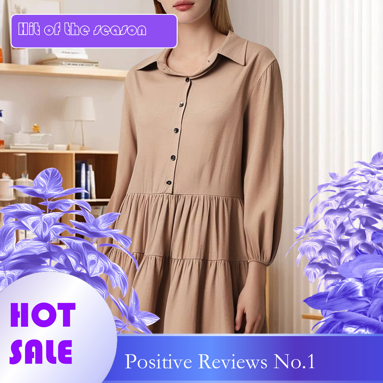 Dongdumaoyi Women Loose Vintage Ruffles Dress Sexy Spring Full Long Sleeve Button Boho Casual Holiday Party Elegant Midi Dresses