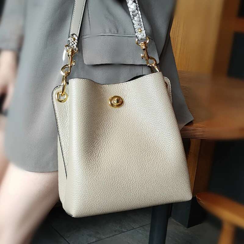Genuine Leather Single Shoulder Bucket Head Layer Cowhide Crossbody Commuter Women's Bag