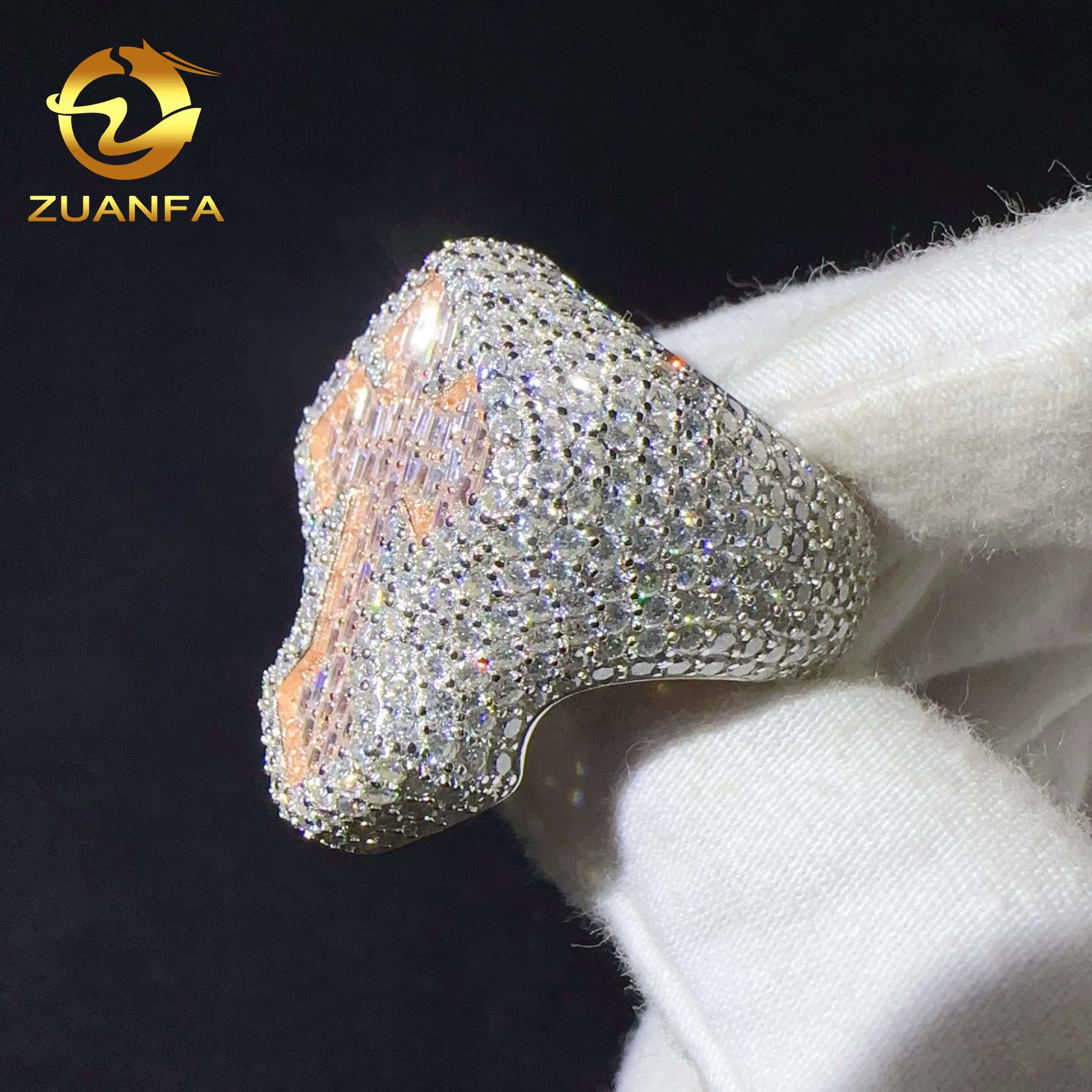 Iced Out Hip Hop Jewelry Men Diamond Ring 925 Sterling Silver High Quality Luxury Custom Moissanite Ring for Men